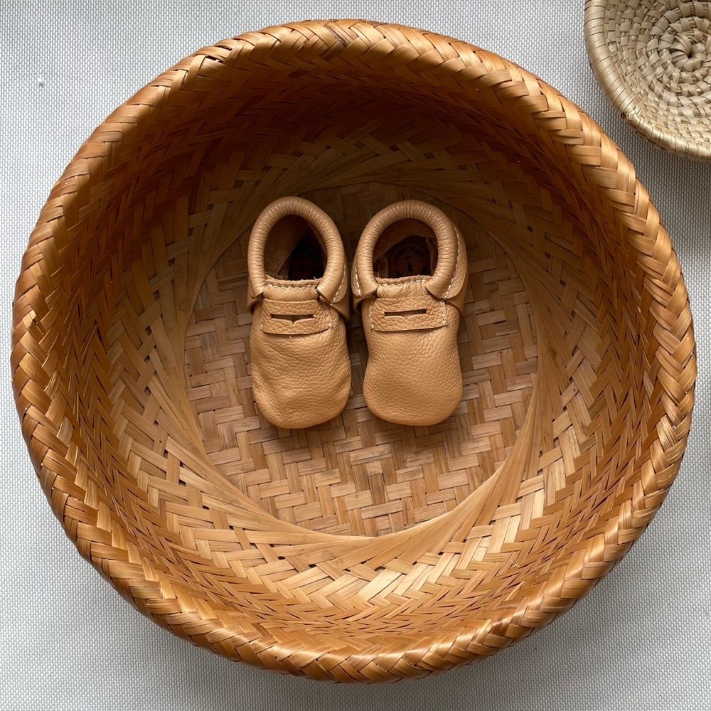Freshly Picked premium Tan Leather Baby Moccasins